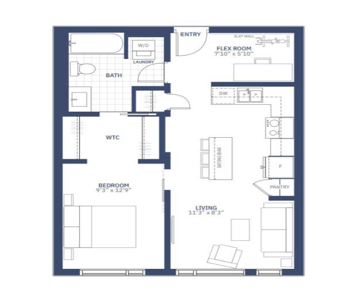 floor plan- 1x1